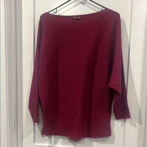 Burgundy Vince Camuto Ribbed Long Sleeve Top Medium